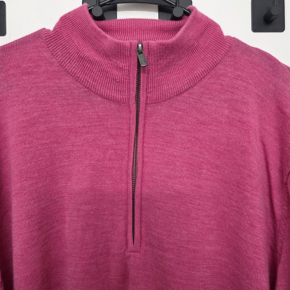 FJ Footjoy 100% Wool Pullover Sweater Mens Pink 1/4 Zip Size XXL - Picture 4 of 7